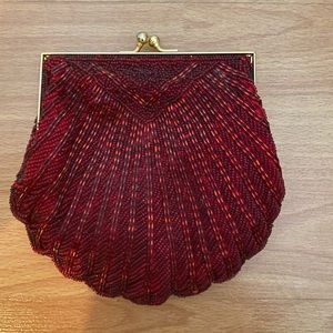 Shell shaped beaded red bag
